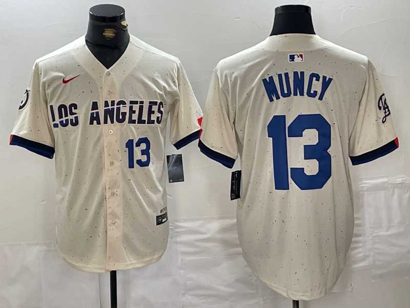 Men%27s Los Angeles Dodgers #13 Max Muncy Number Cream 2024 City Connect Limited Stitched Jerseys->los angeles dodgers->MLB Jersey